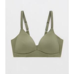 [Aerie] Real Sunnie Olive Green Wireless Lightly Lined Bra NWT Lurex Strap 36D